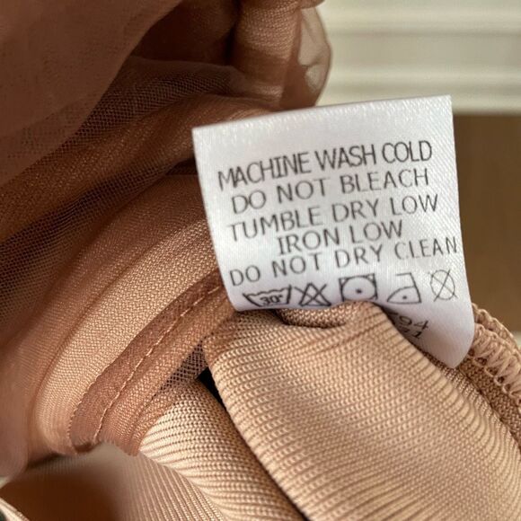 Fashion Nova Ruched and Ready Bandaged Midi Dress Mauve Taupe L - Picture 12 of 12